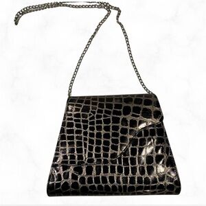 Bellini Asymmetrical Crocodile Pattern Purse